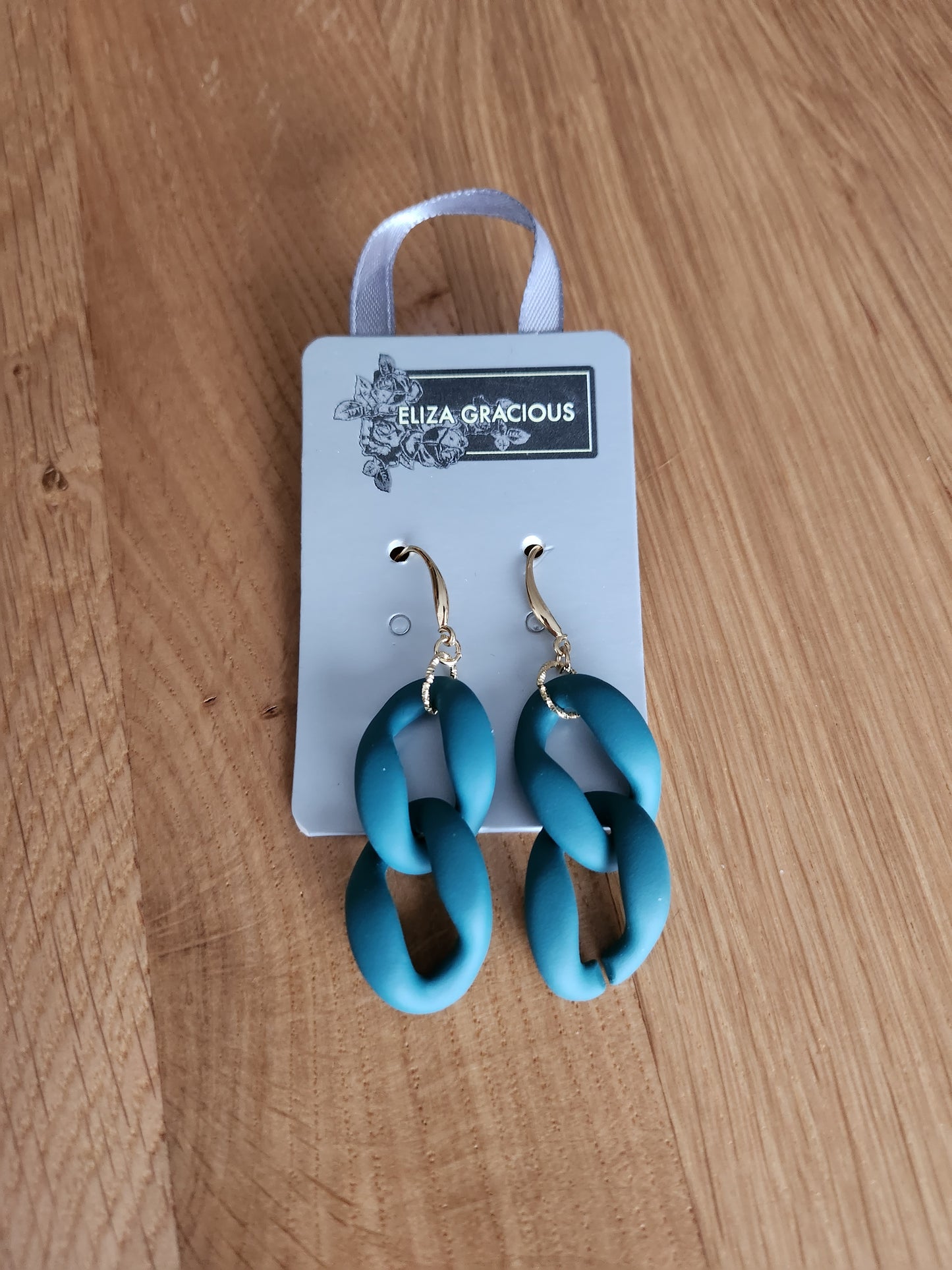 Chunky resin earrings in teal