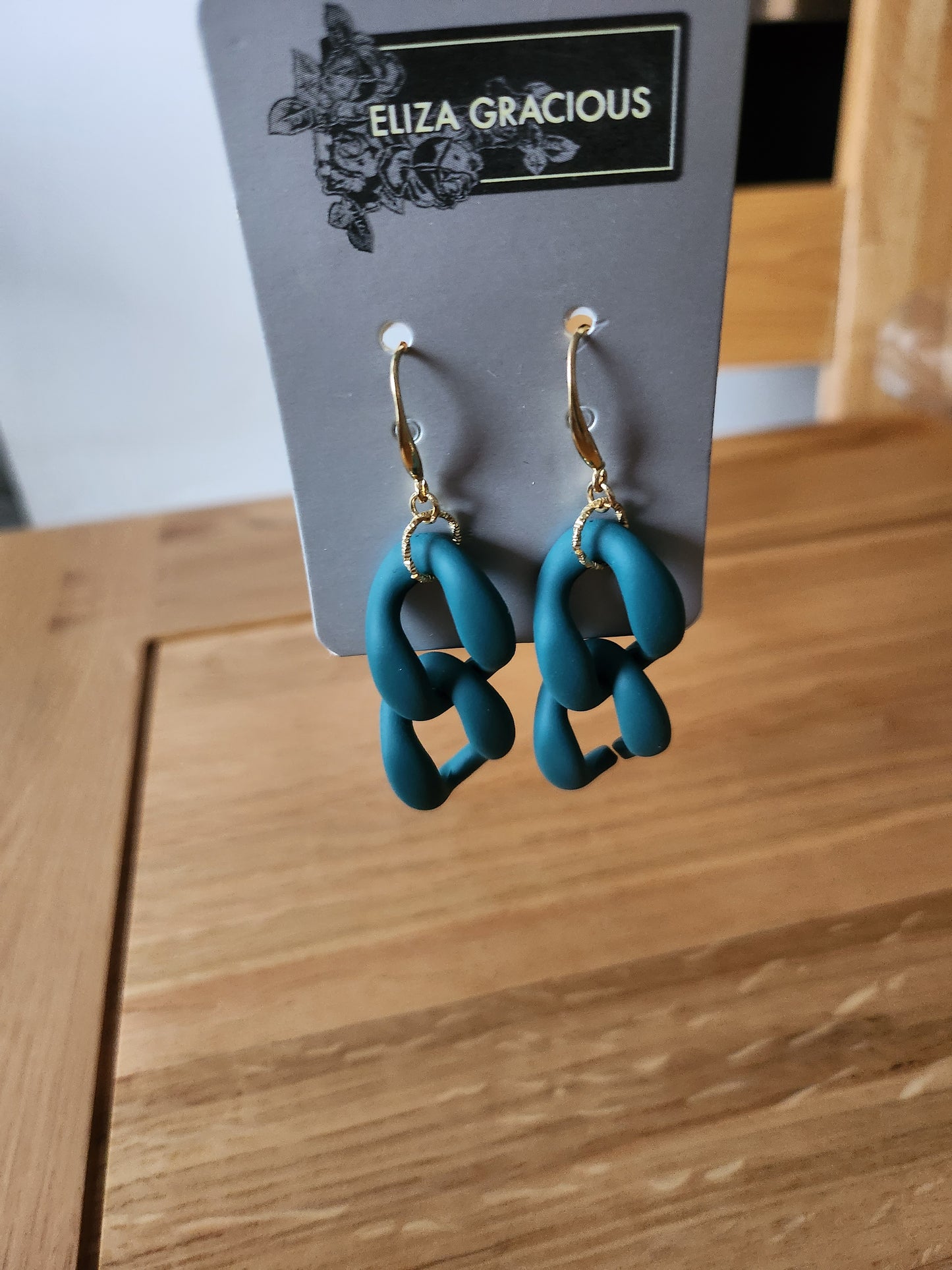 Chunky earrings in teal