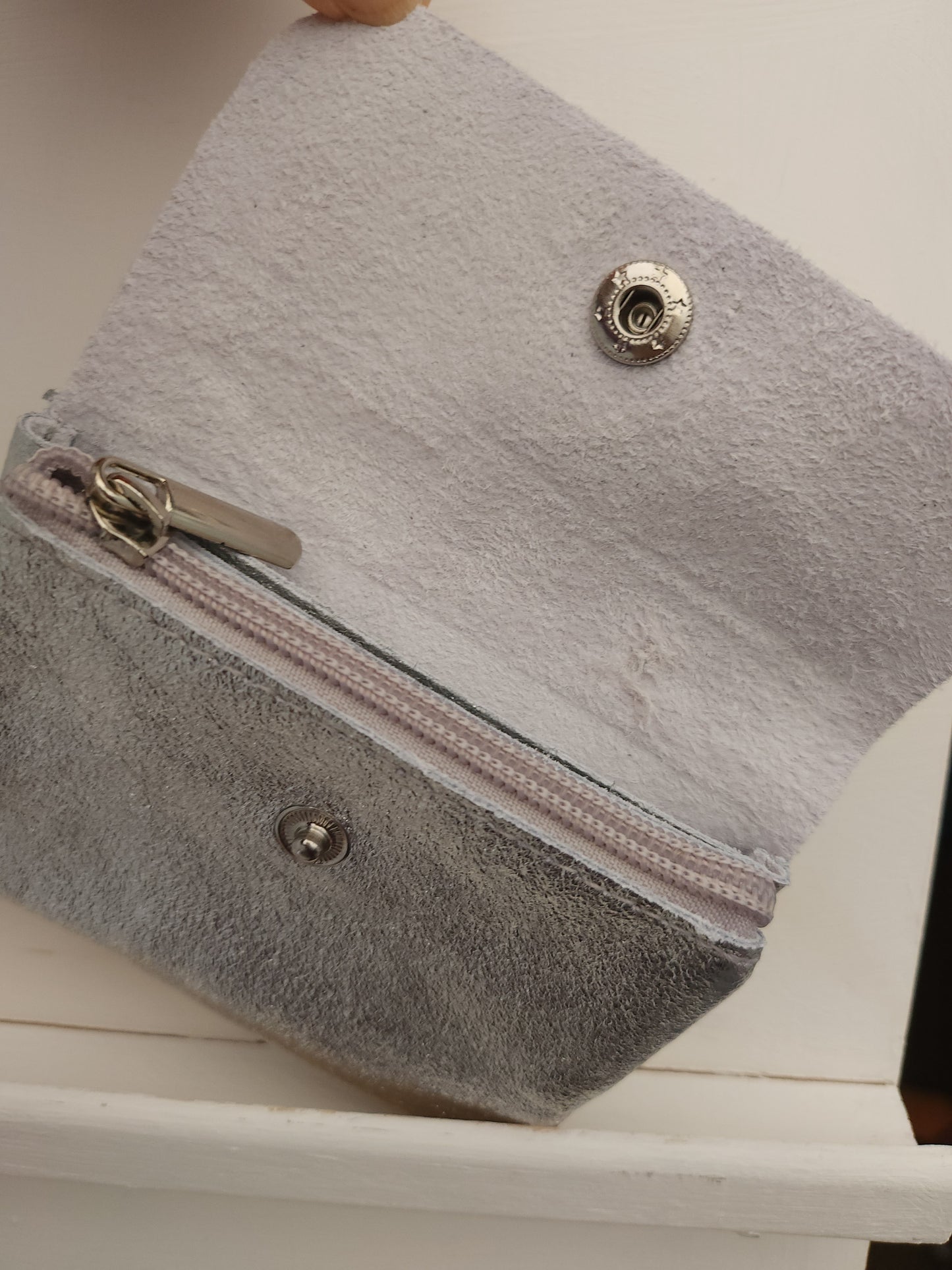Leather button purse