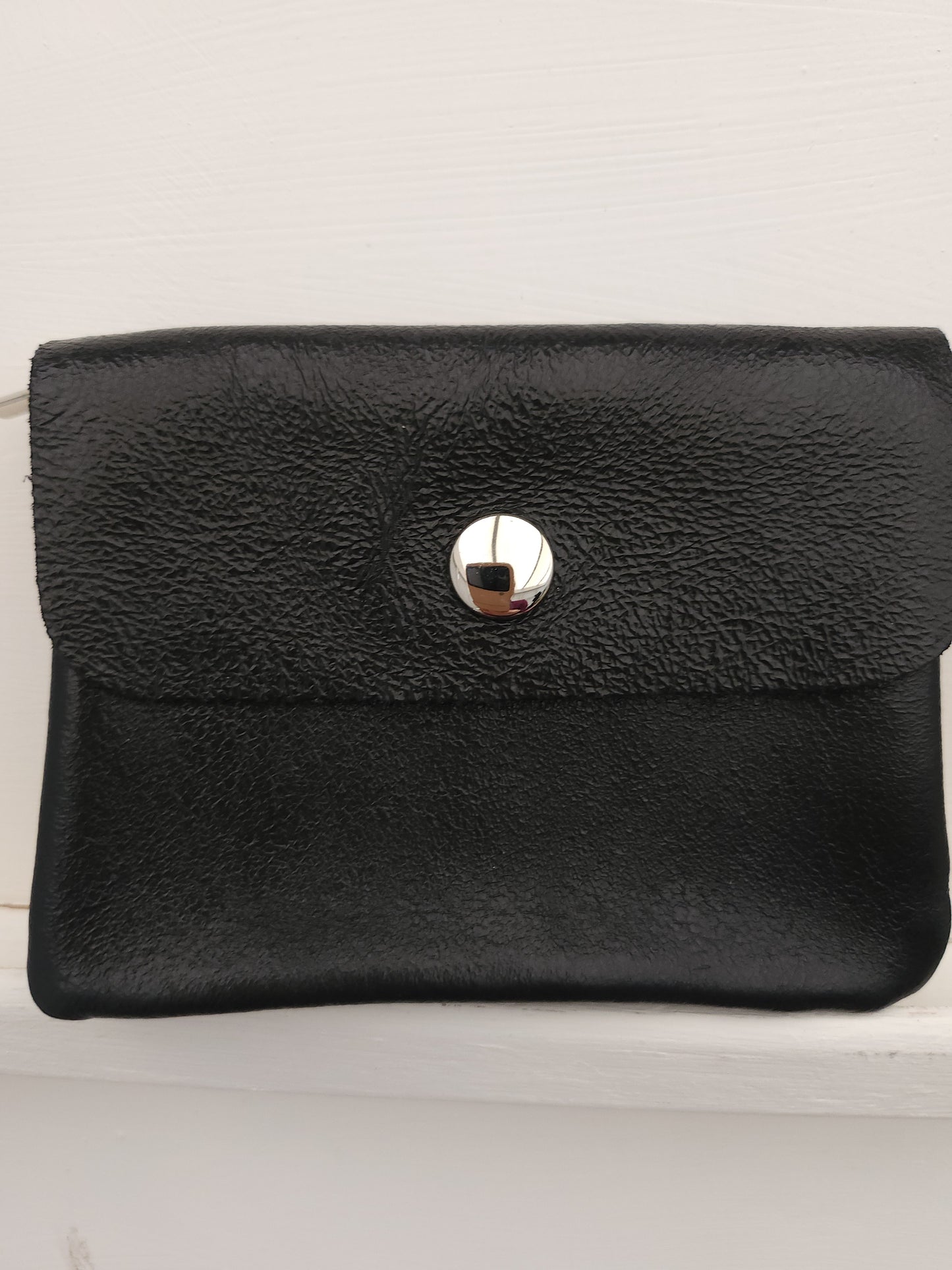 Leather button purse