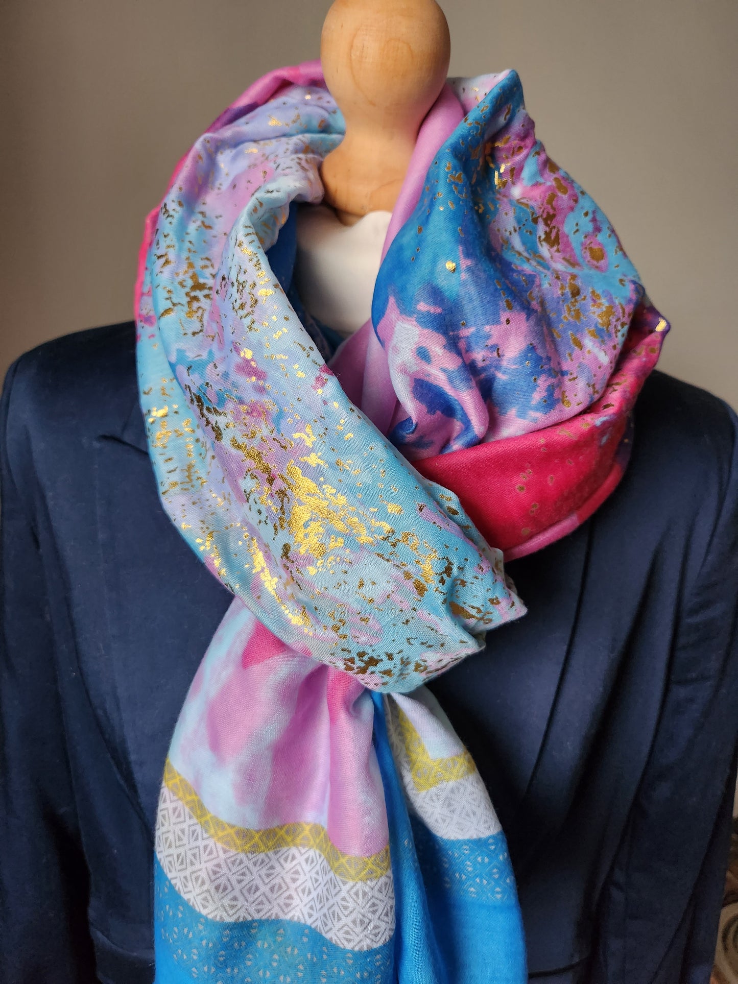Abstract gold fleck scarf - Green or Blue