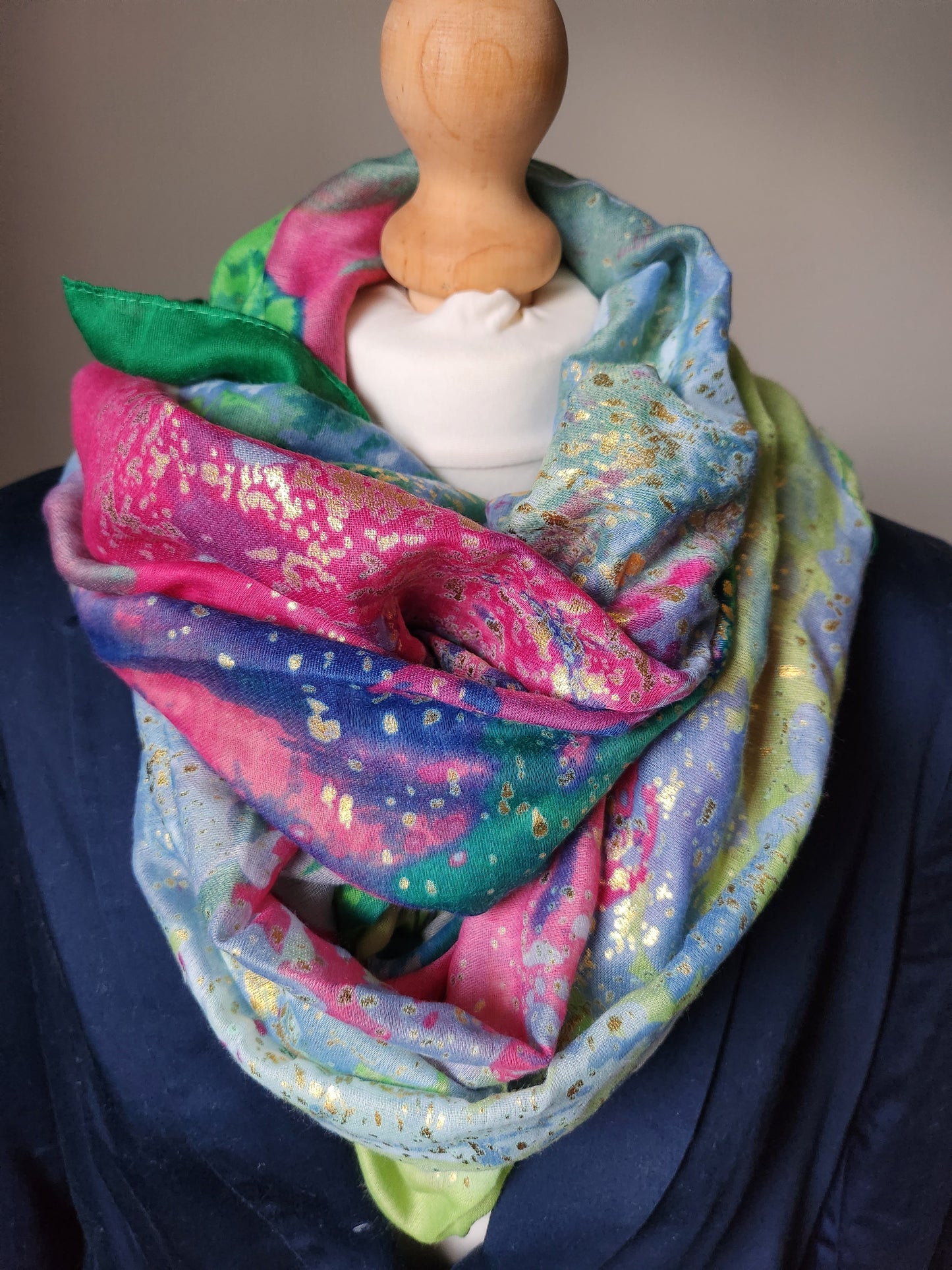 Abstract gold fleck scarf - Green or Blue