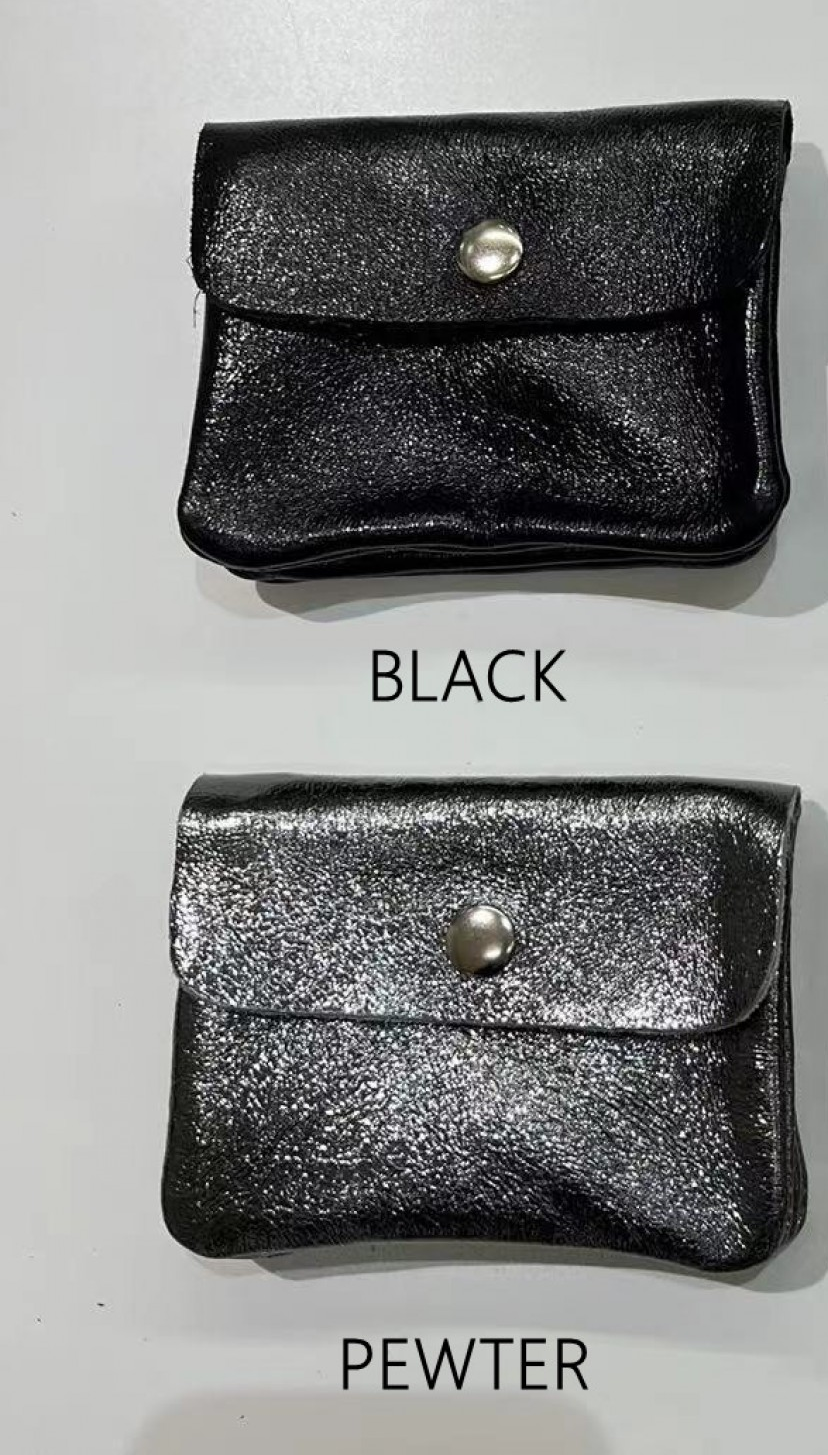 Leather button purse