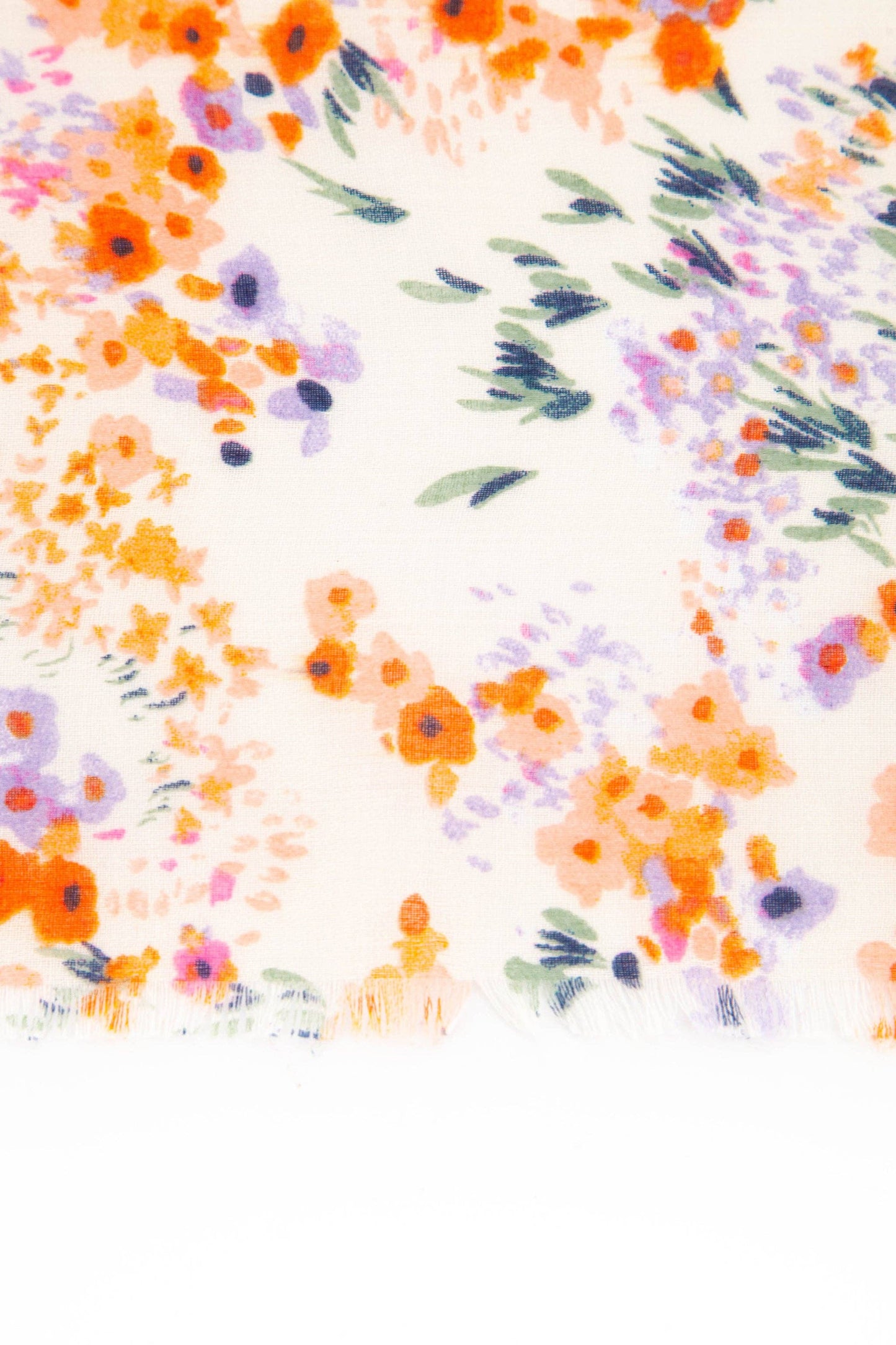 Ditsy Floral Cluster Print Scarf in Orange & Violet