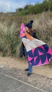 Large multi coloured retro scarf