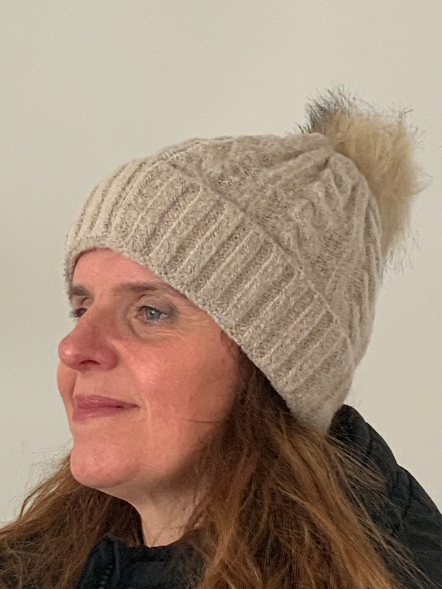 Cable Bobble Hat Cream