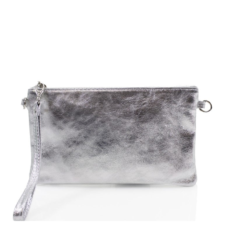 Metallic clutch silver