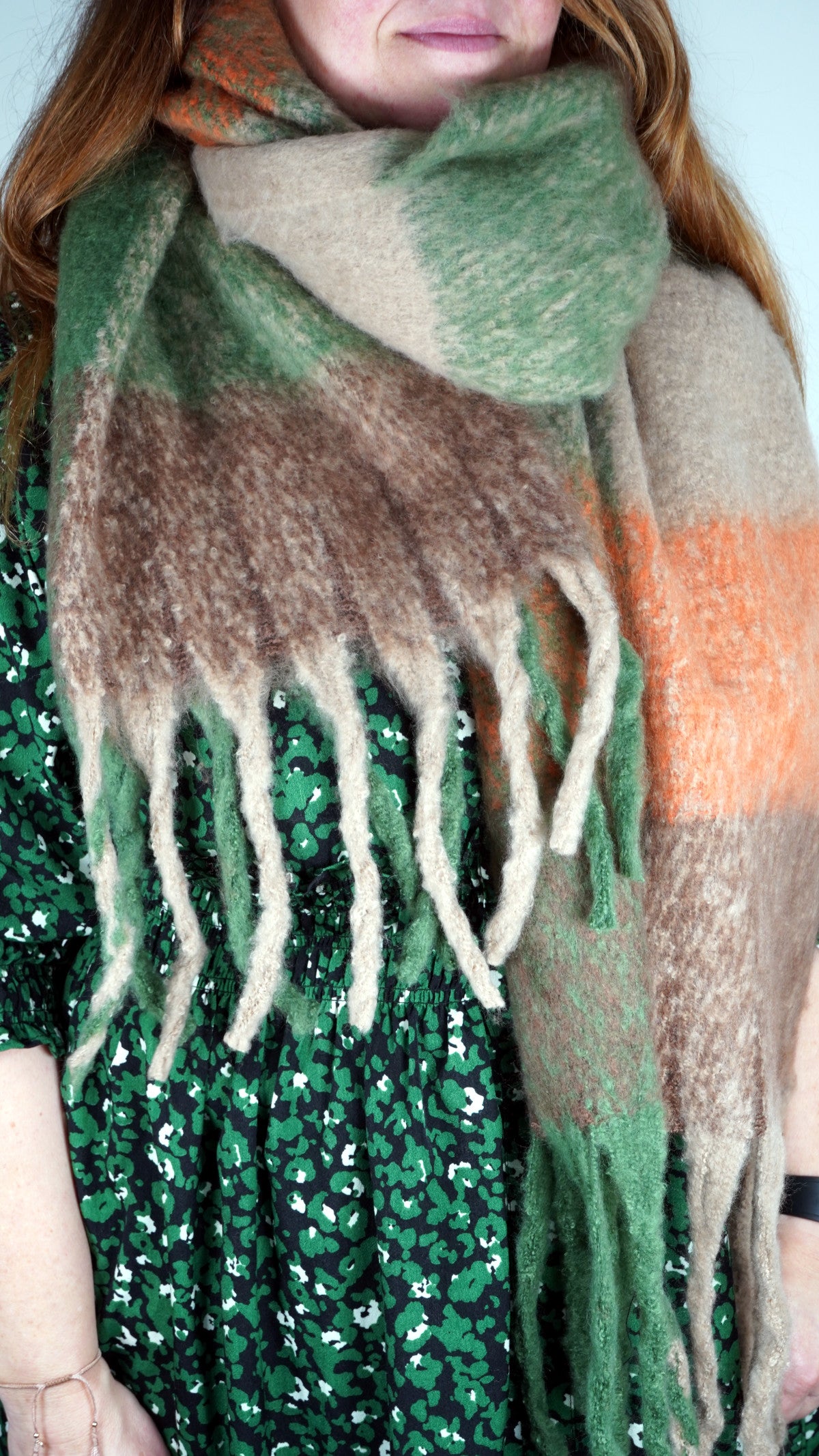 Tartan scarf Green Orange
