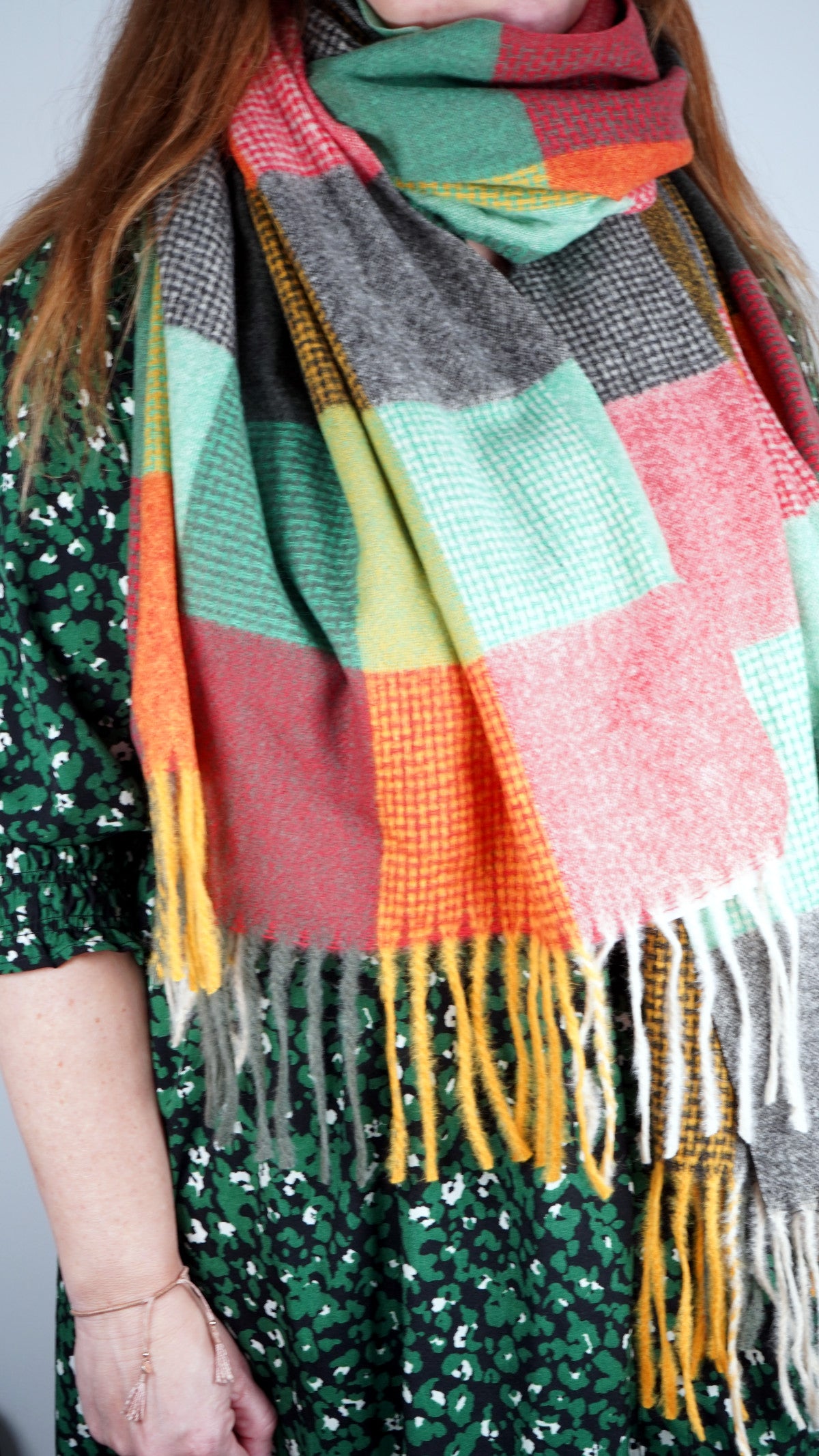 Tartan Shawl Orange Green