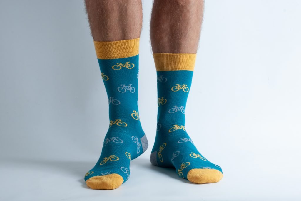 Doris and Dude Teal Bikes Socks Mens